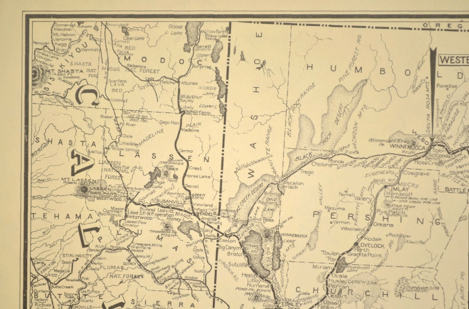 ca 1945 Southern Pacific Railroad Map Salt Lake Division Lucin Cutoff Crossing