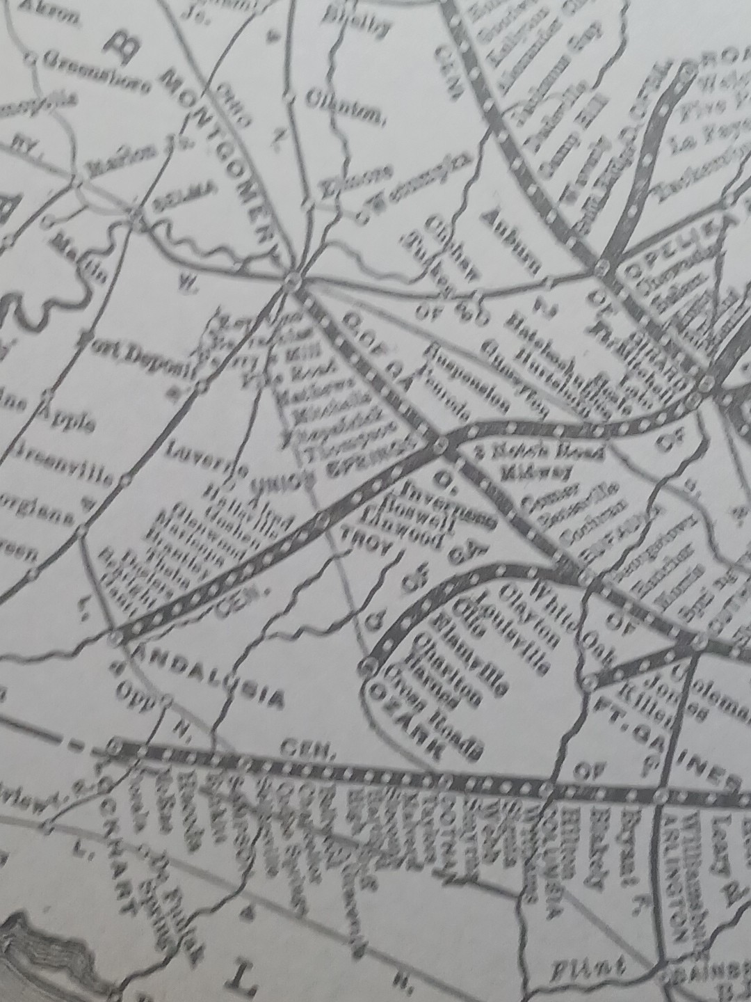 ~1906 Railroad Train Route Map CENTRAL OF GEORGIA RAILWAY all Lines Stations
