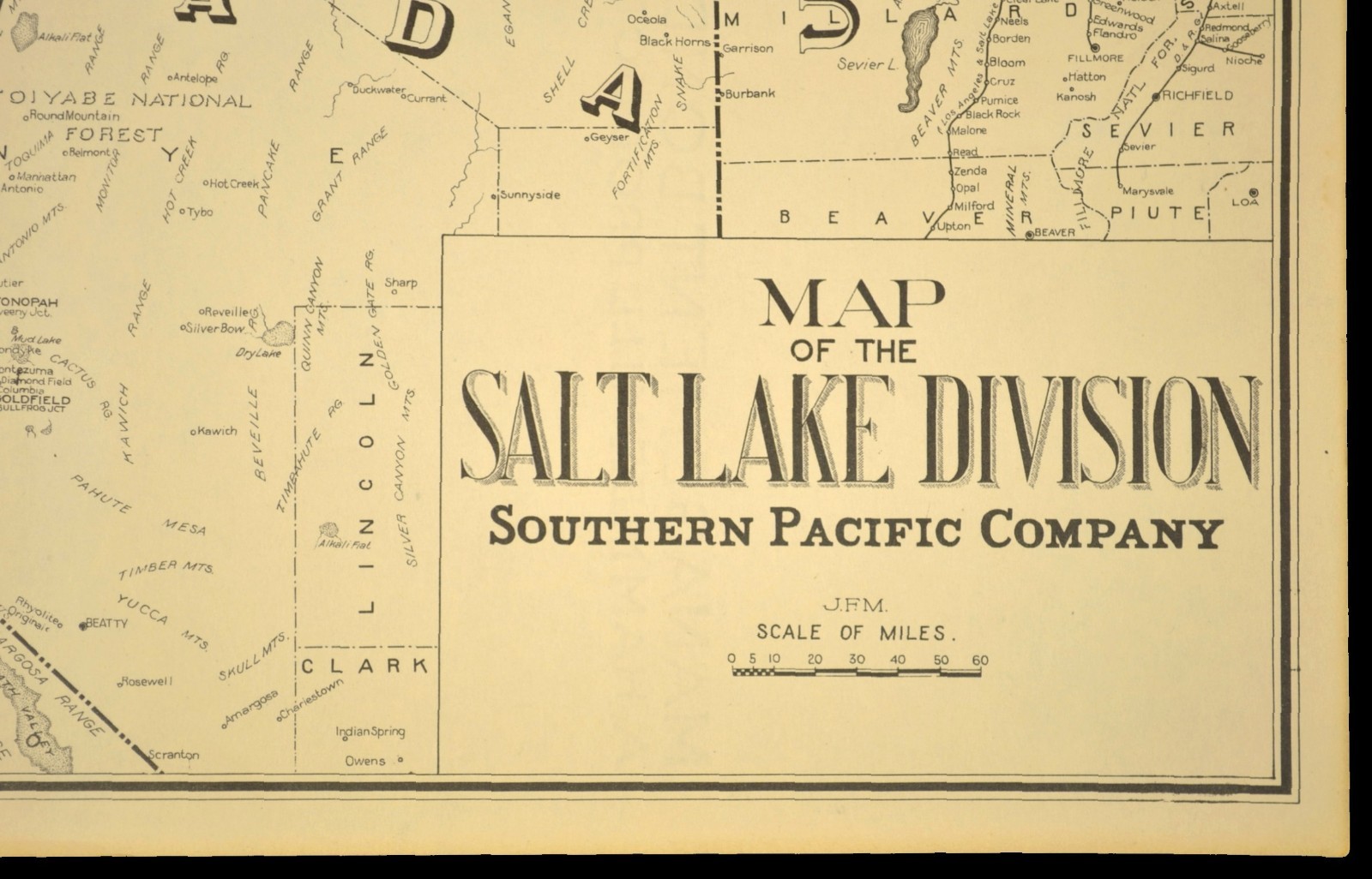 ca 1945 Southern Pacific Railroad Map Salt Lake Division Lucin Cutoff Crossing