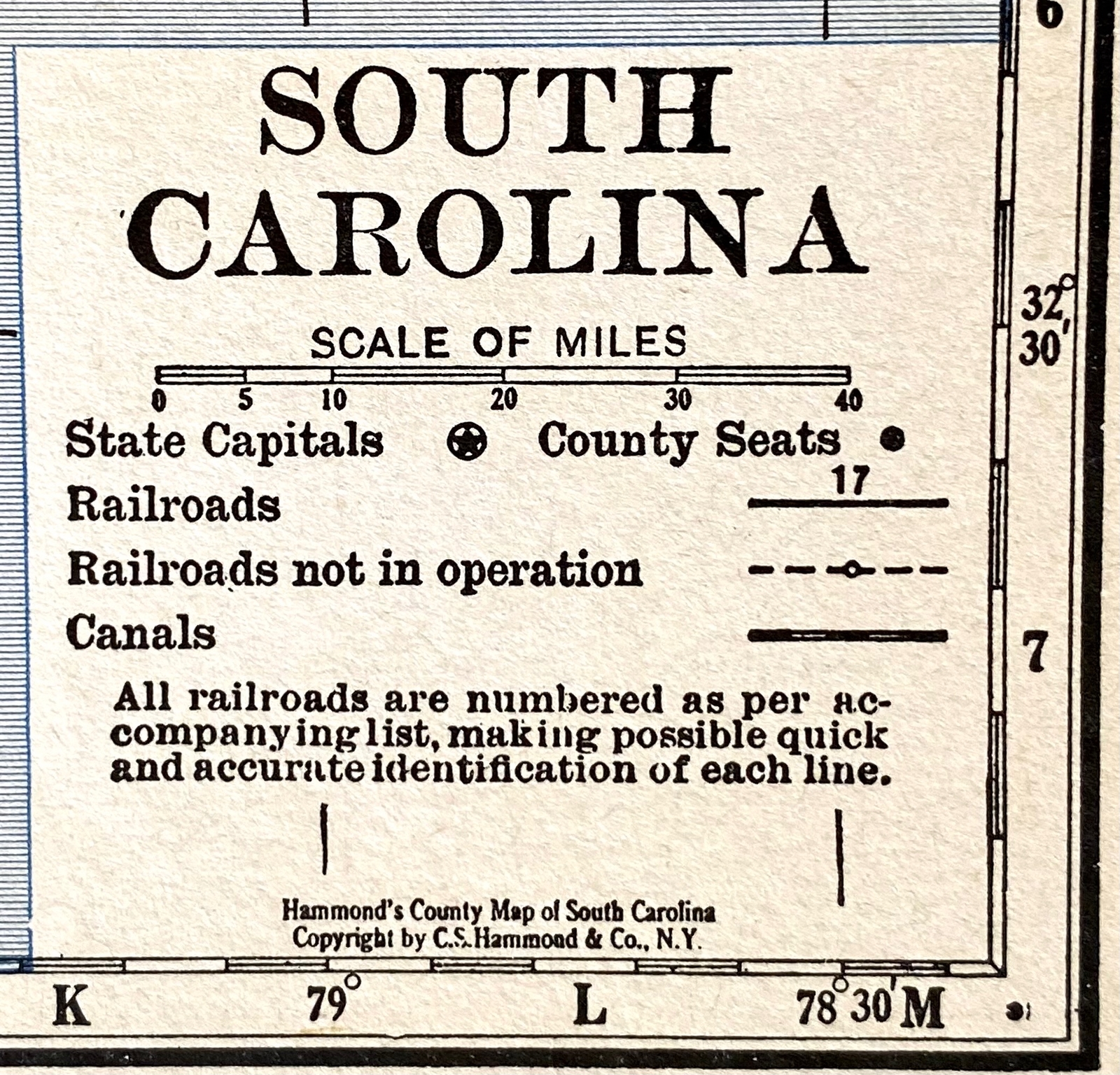 SOUTH CAROLINA & PENNSYLVANIA 1935 County & Railroad Maps. Hammond & Co. 9×12″