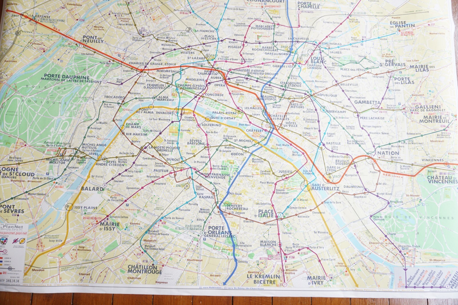 1983 France RATP Metro Underground Tube Map Railway Quad Poster