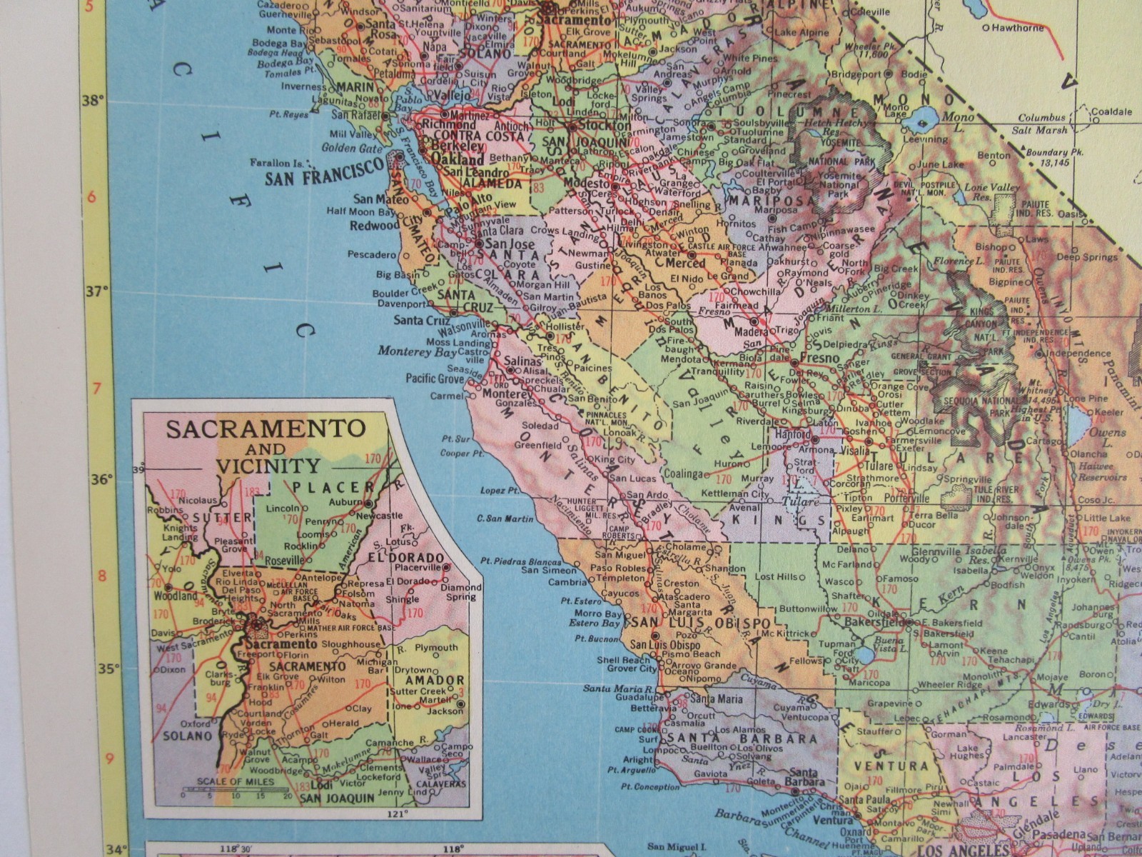 CA AR Vintage 1957 CALIFORNIA RAILROAD MAP. ARKANSAS 1950s ASHLEY DREW NRTH’N RR