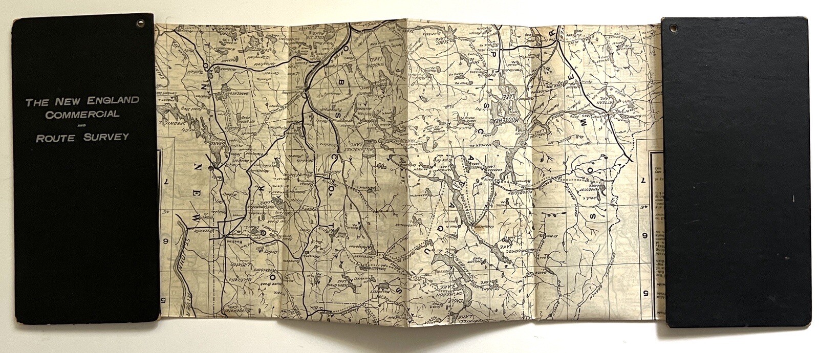 1910 NEW ENGLAND COMMERCIAL & ROUTE SURVEY MAP Towns Populations Rail Fishing