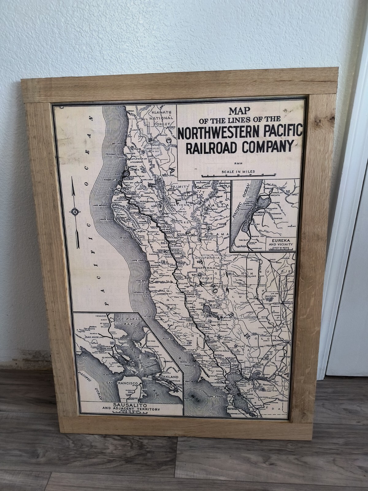 1935 Northwestern Pacific NWP Railroad System Map Wall Poster Decor