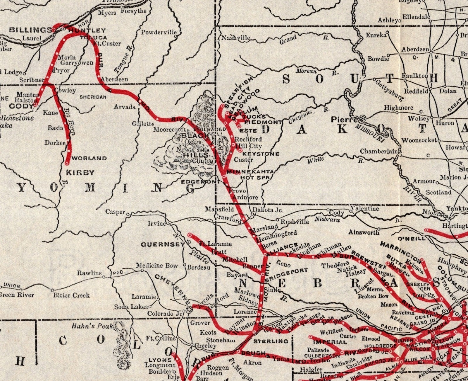 1910 Chicago Burlington & Quincy Railroad System Map Vintage Railway Map 2652