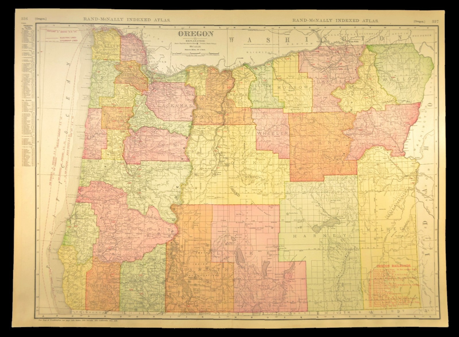 1911 Antique Map of Oregon Railroad Map ORIGINAL Southern Pacific Railroad DATED