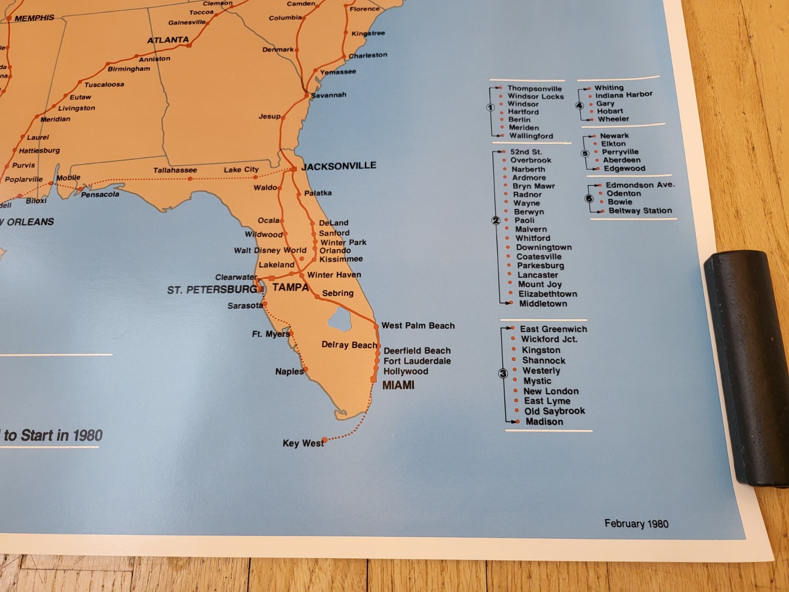 1980 Amtrak’s Nationwide Rail Passenger System Map Poster Railroad Train Vintage