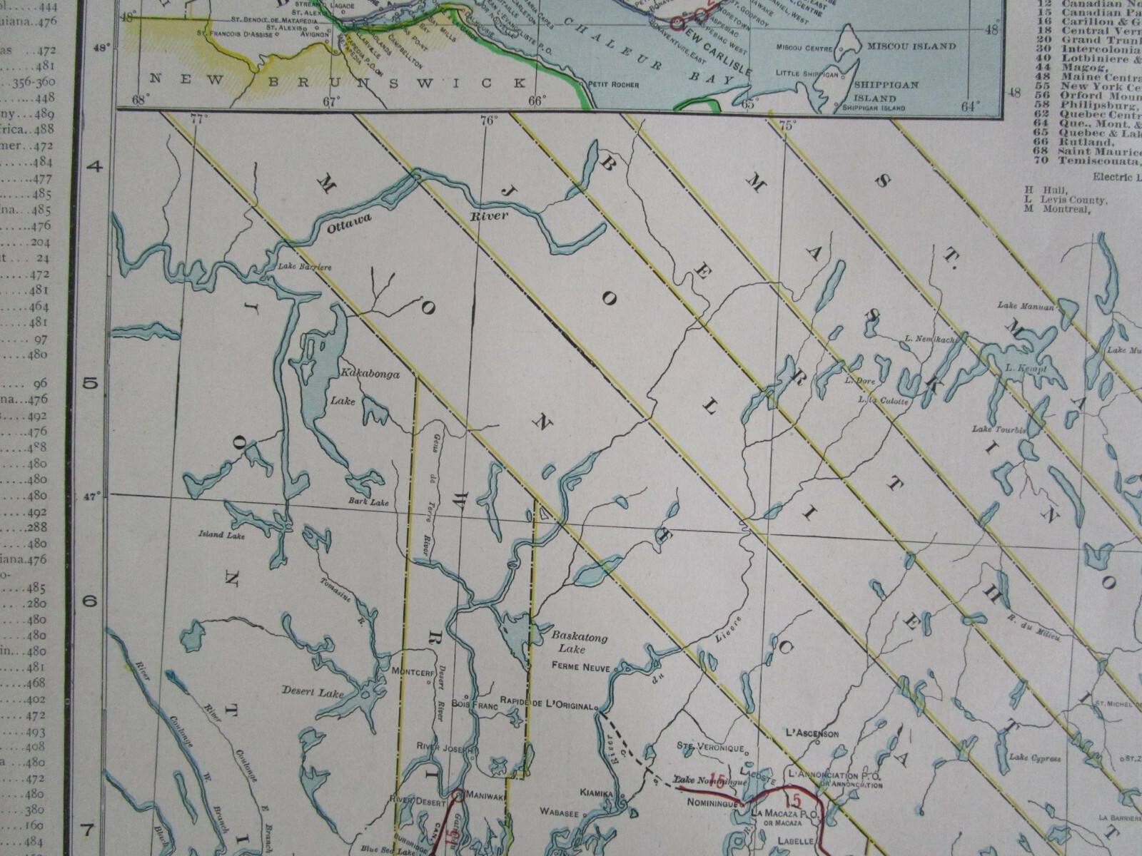 1910 QUEBEC STEAM, INTERURBAN ELECTRIC RAILROAD Map. CANADA 1900s PHILIPSBURG RR