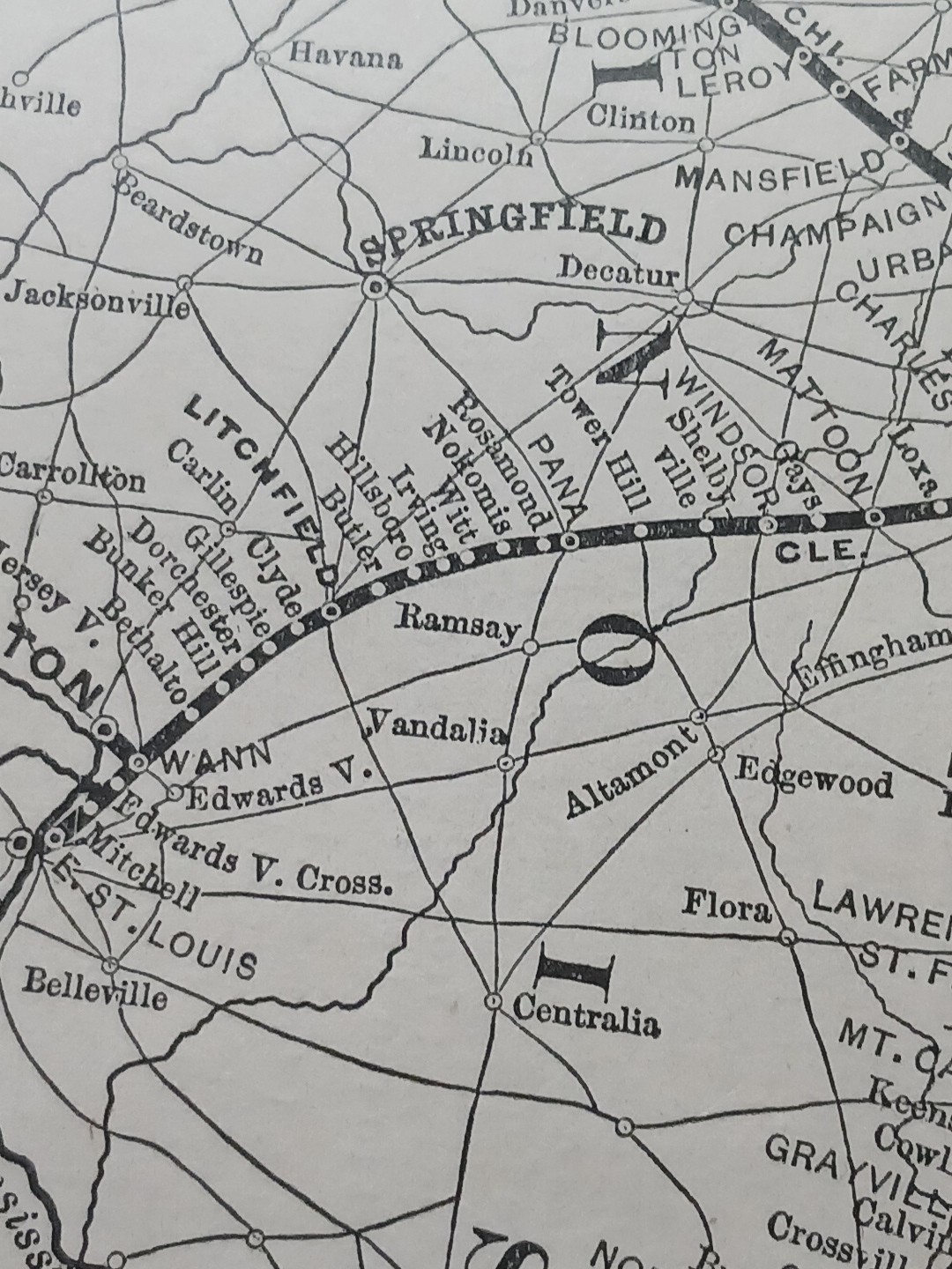 1897 Railroad Map CLEVELAND CINCINNATI CHICAGO & ST LOUIS RAILWAY Big Four Route
