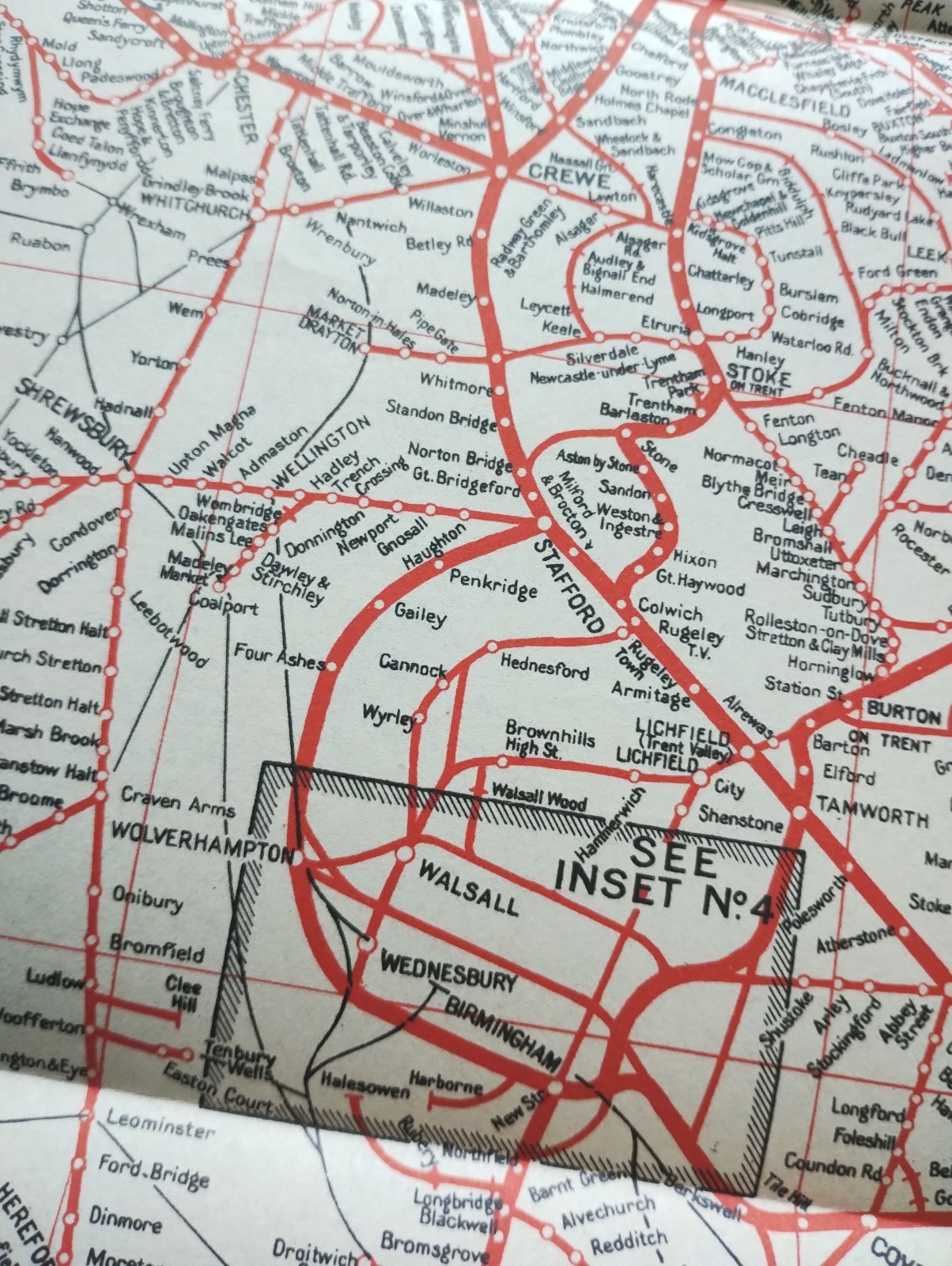 1939 London Midland and Scottish Railway Map showing Lines in England