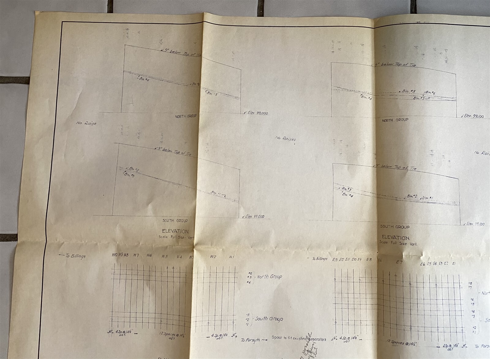1954 Blueprint Drawing Northern Pacific Railroad Tie Paln Bridge Huntley Montana