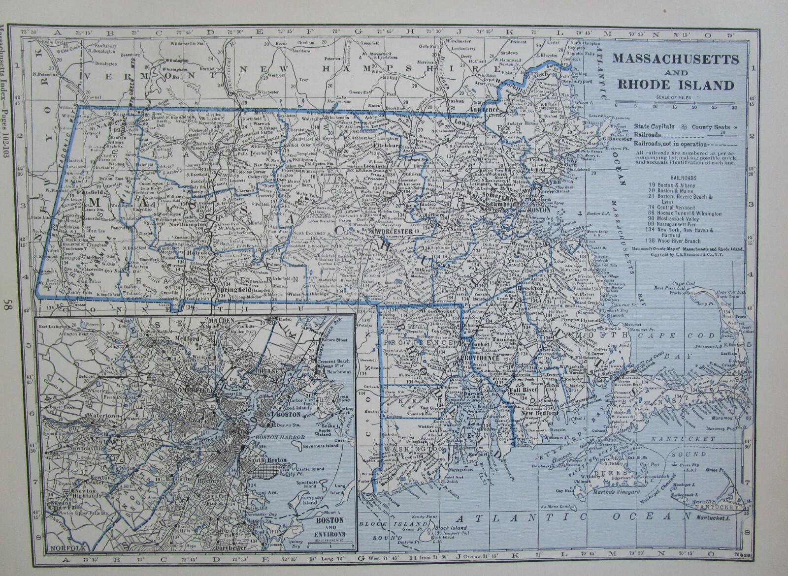 MD DE MA 1933 MARYLAND DELAWARE RAILROAD Map CHAFFEE RR ~or~ MASSACHUSETTS RI