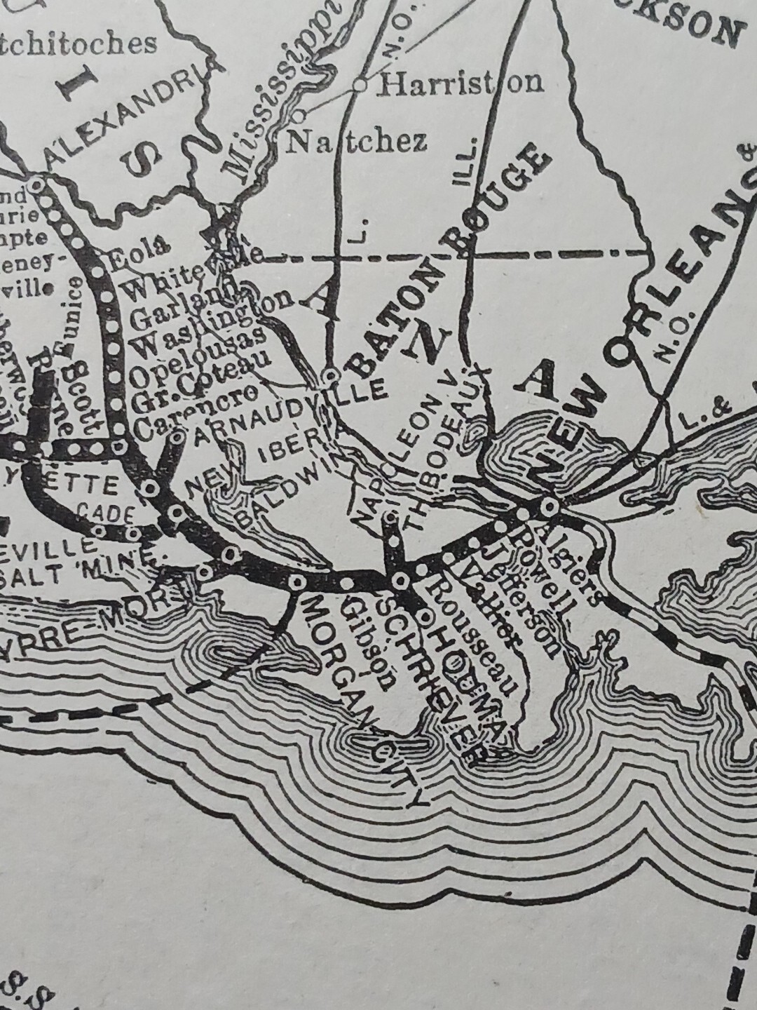 1904 Railroad Map SOUTHERN PACIFIC ATLANTIC SYSTEM train Routes Station Stops