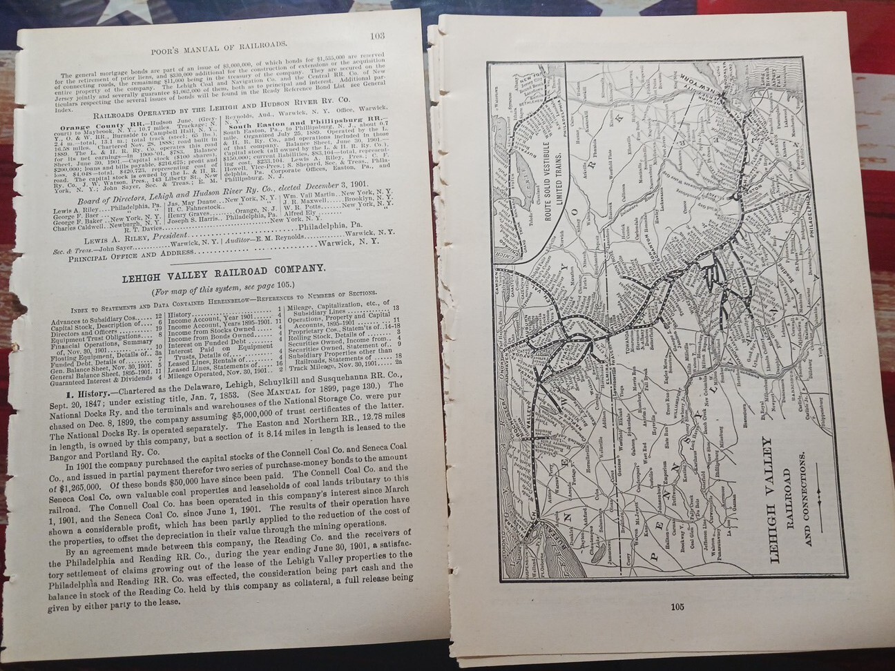 1902 Train Route Map + Report LEHIGH VALLEY RAILROAD Connell Seneca Coal Co.