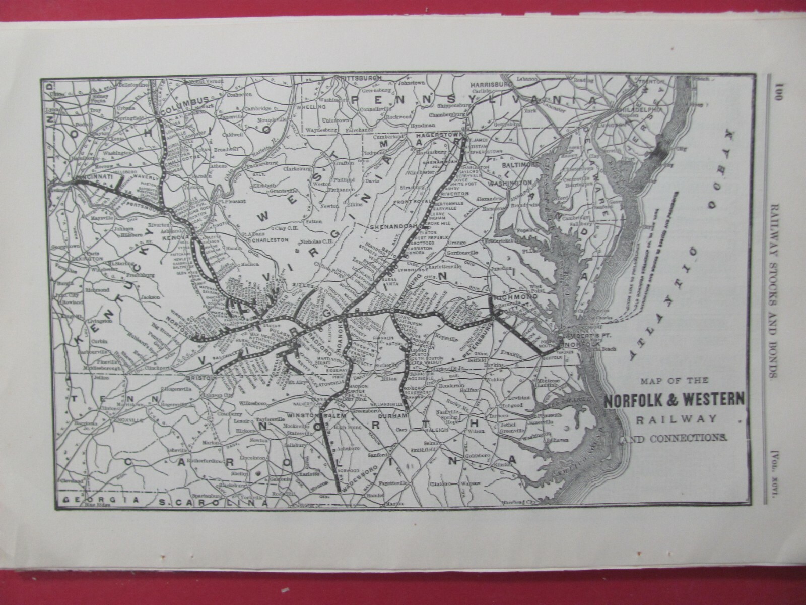 1913 NORFOLK & WESTERN RAILROAD SYSTEM MAP ROUTES STATIONS N&W RR HISTORY