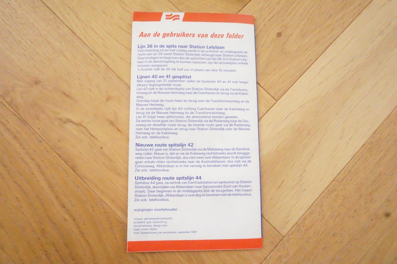 1987 Amsterdam Netherlands GVB Bus Tram Route Map
