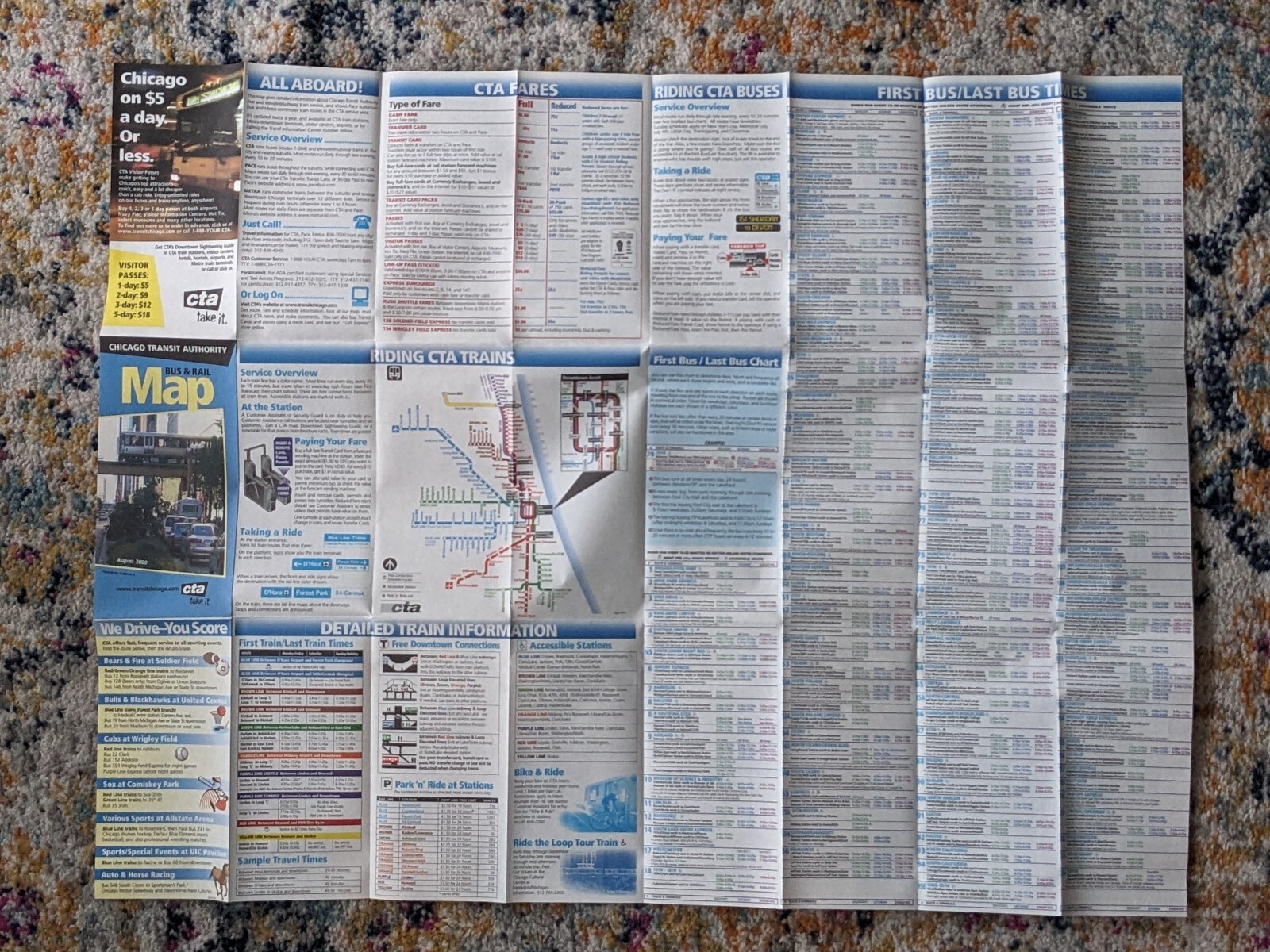 CTA Chicago Transit Authority Bus & Rail Map Aug. 2000