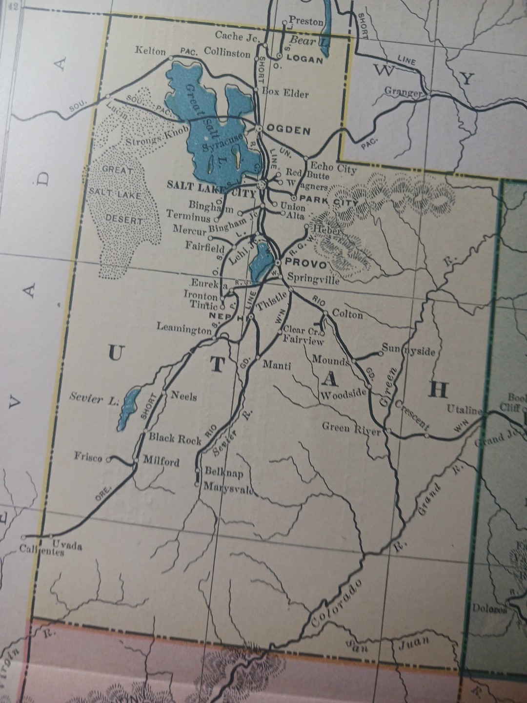 ~1904 Railroad Map UTAH Colorado ARIZONA New Mexico All Lines & Depots 11″x9″
