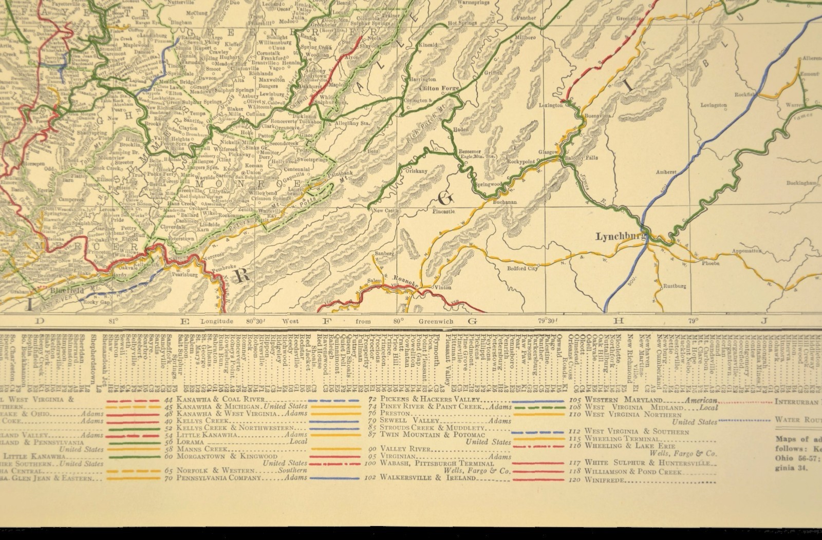 1914 Antique Map of WEST VIRGINIA Railroads Map ORIGINAL Atlas Map B&O RR DATED