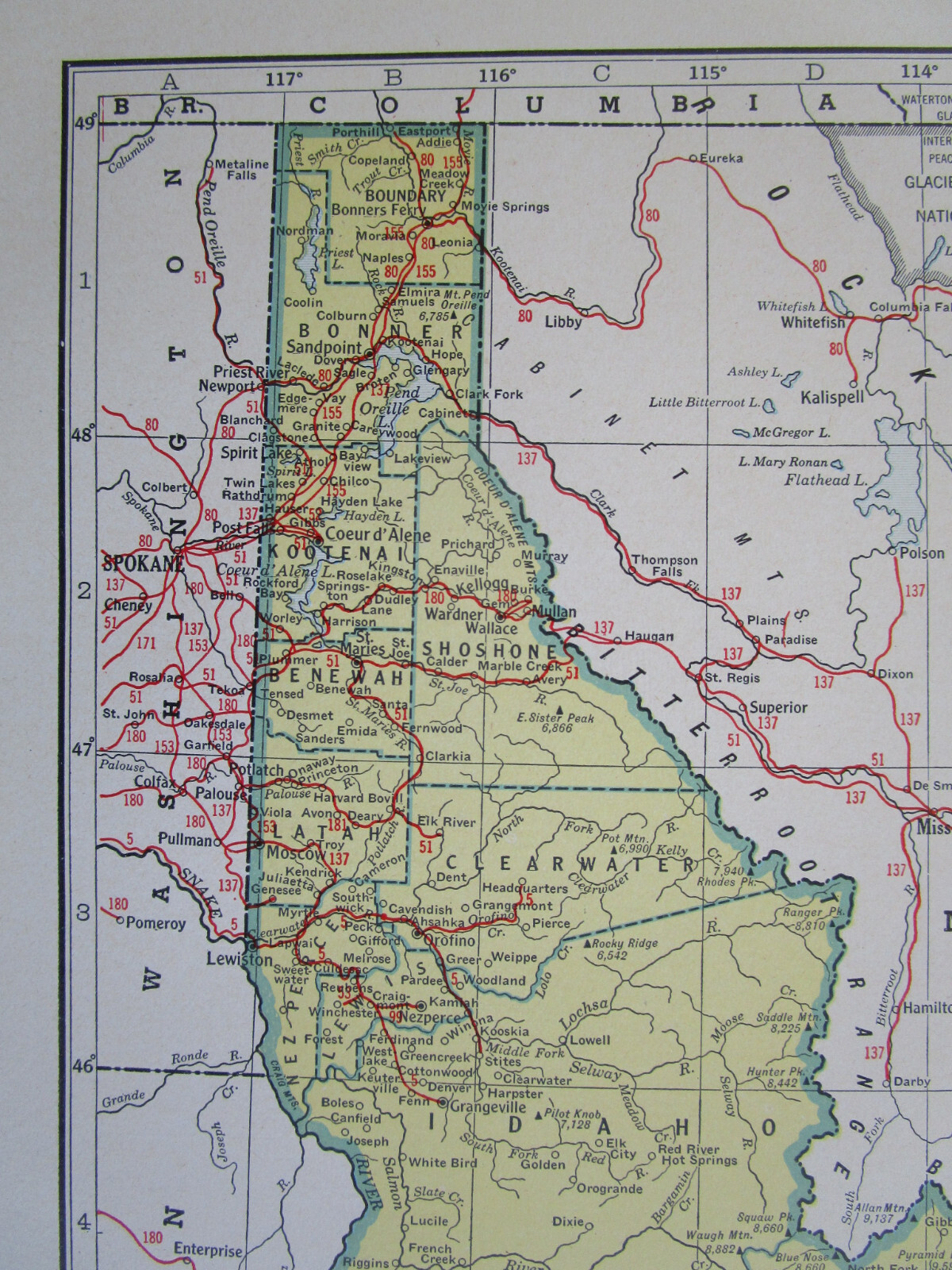 1942 ID RAILROAD Map NEZ PERCE & IDAHO RR ~or~ IL Map PADUCAH & ILLINOIS RR
