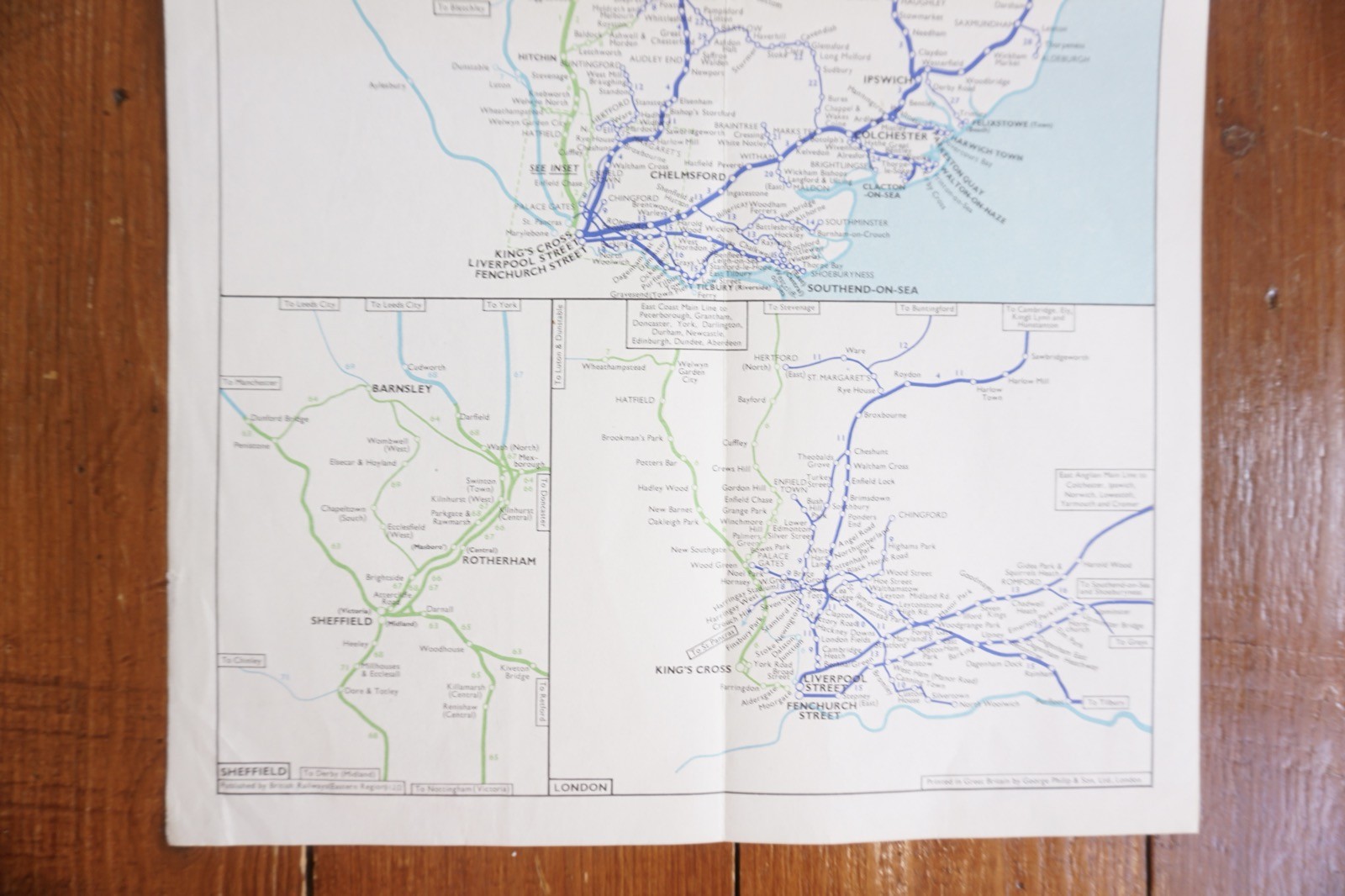 Feb 1962 Eastern Region British Rail Railway System Map Good Condition
