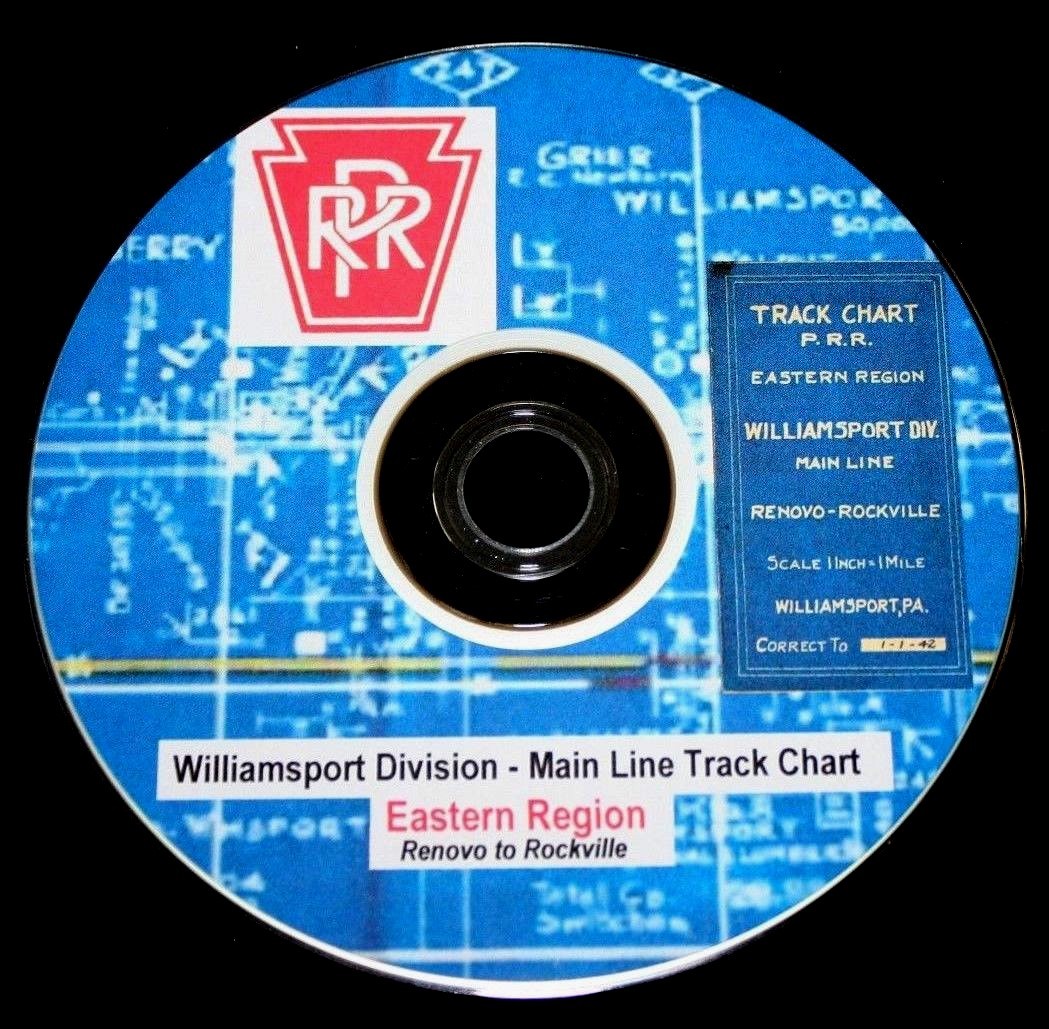 Pennsylvania RR 1942 Williamsport Div. Main Line Track Chart PDF Pages on DVD
