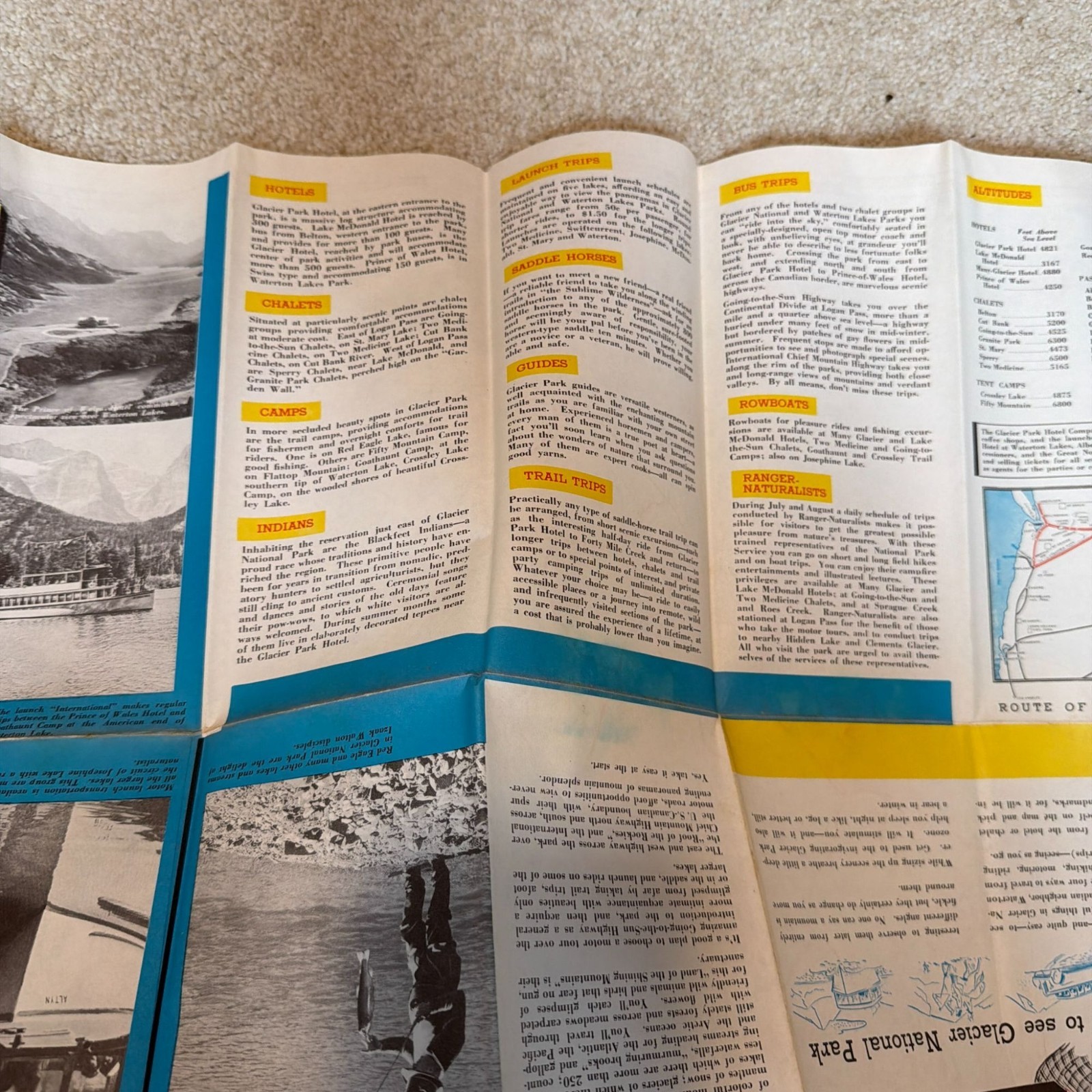 Vintage 1939 Great Northern Railway Pictorial Map Glacier National Park Waterton