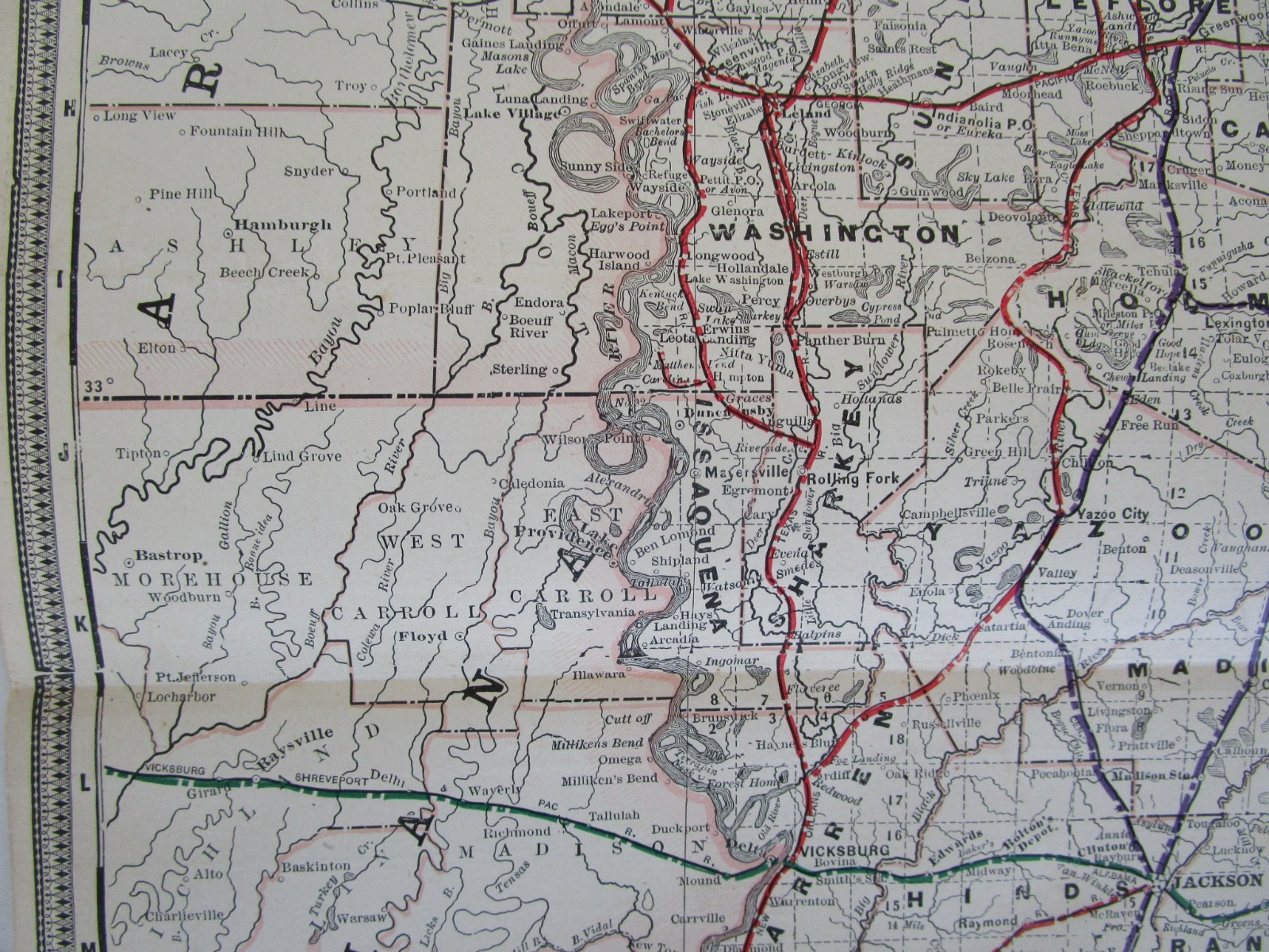 ANTIQUE MS 1891 MISSISSIPPI RAILROAD Map. Cram. NEW ORLEANS NORTHEASTERN RR