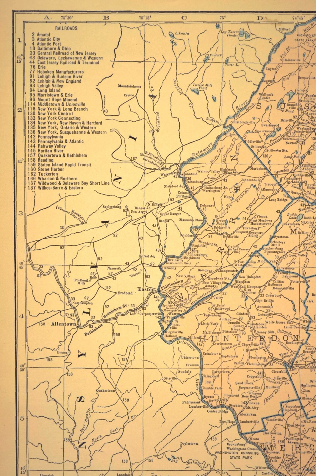 Vintage NEW JERSEY Railroad Map PRR LARGE Pennsylvania RR Original Atlas Antique