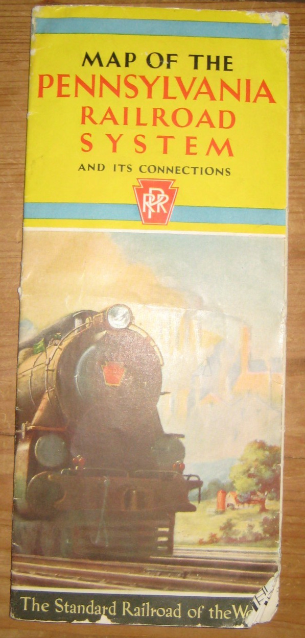 1934, Full United States Map Of The Pennsylvania Railroad System & Connections