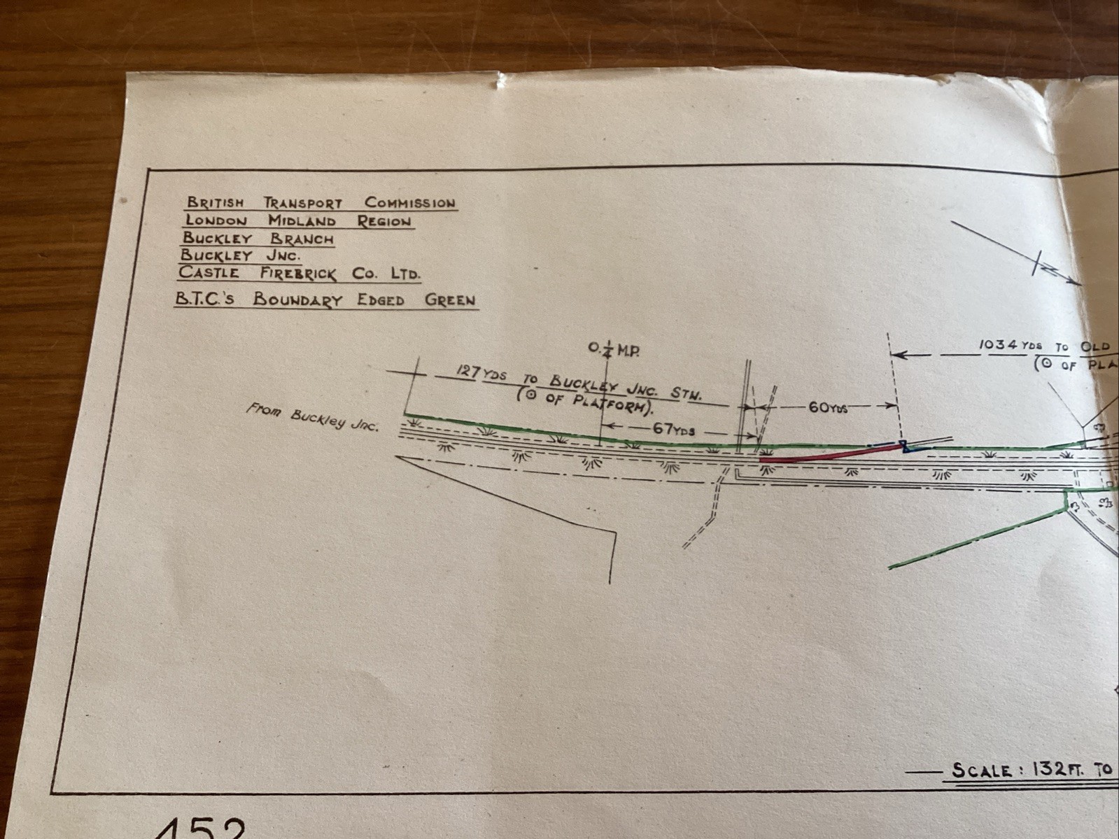 LONDON MIDLAND REGION RAILWAY BUCKLEY BRANCH engineers Plan~20.5cm X 47cm