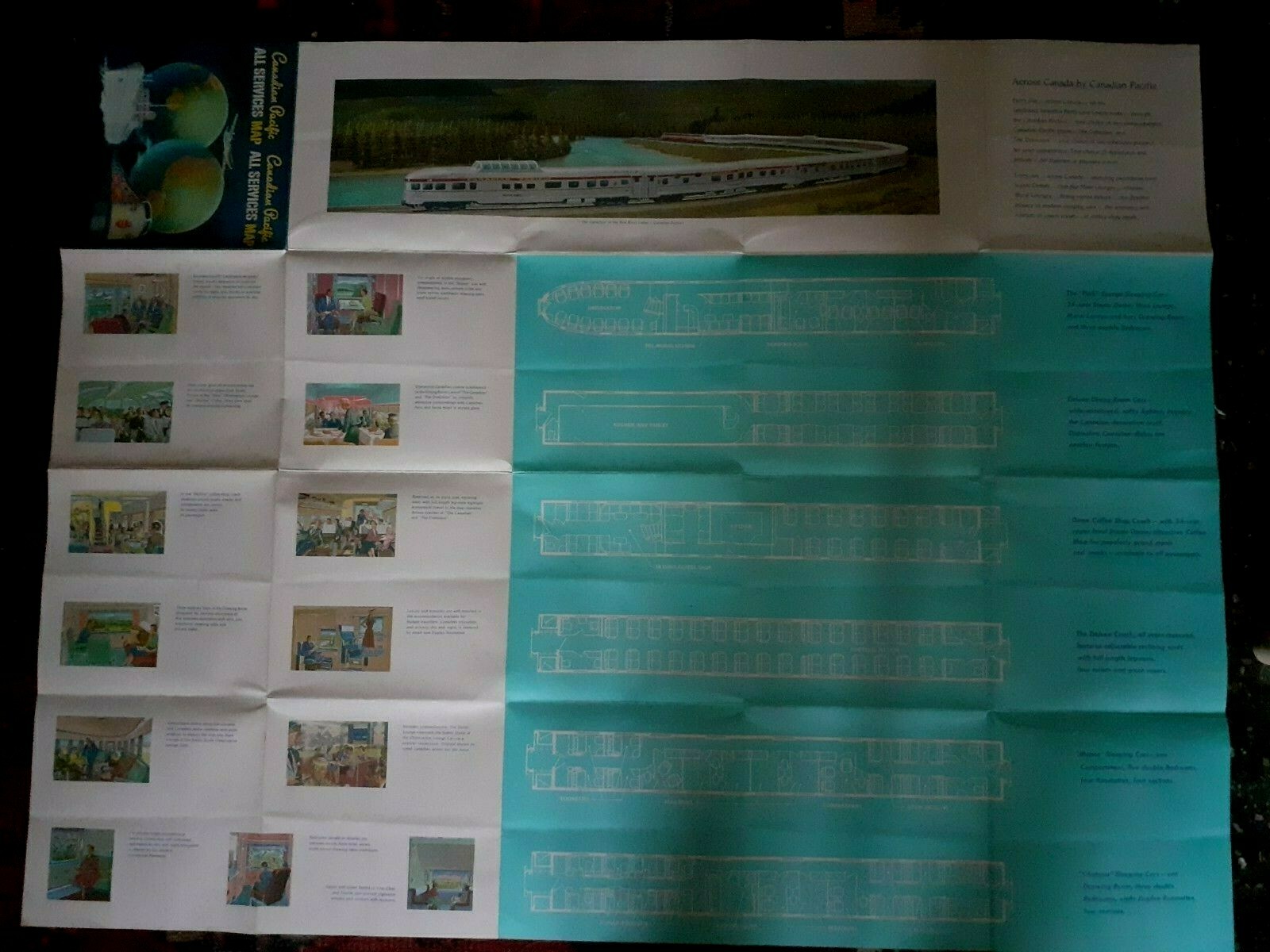 CANADIAN PACIFIC – LARGE POSTER TYPE FOLDOUT BROCHURE – ALL SERVICES MAP – GREAT