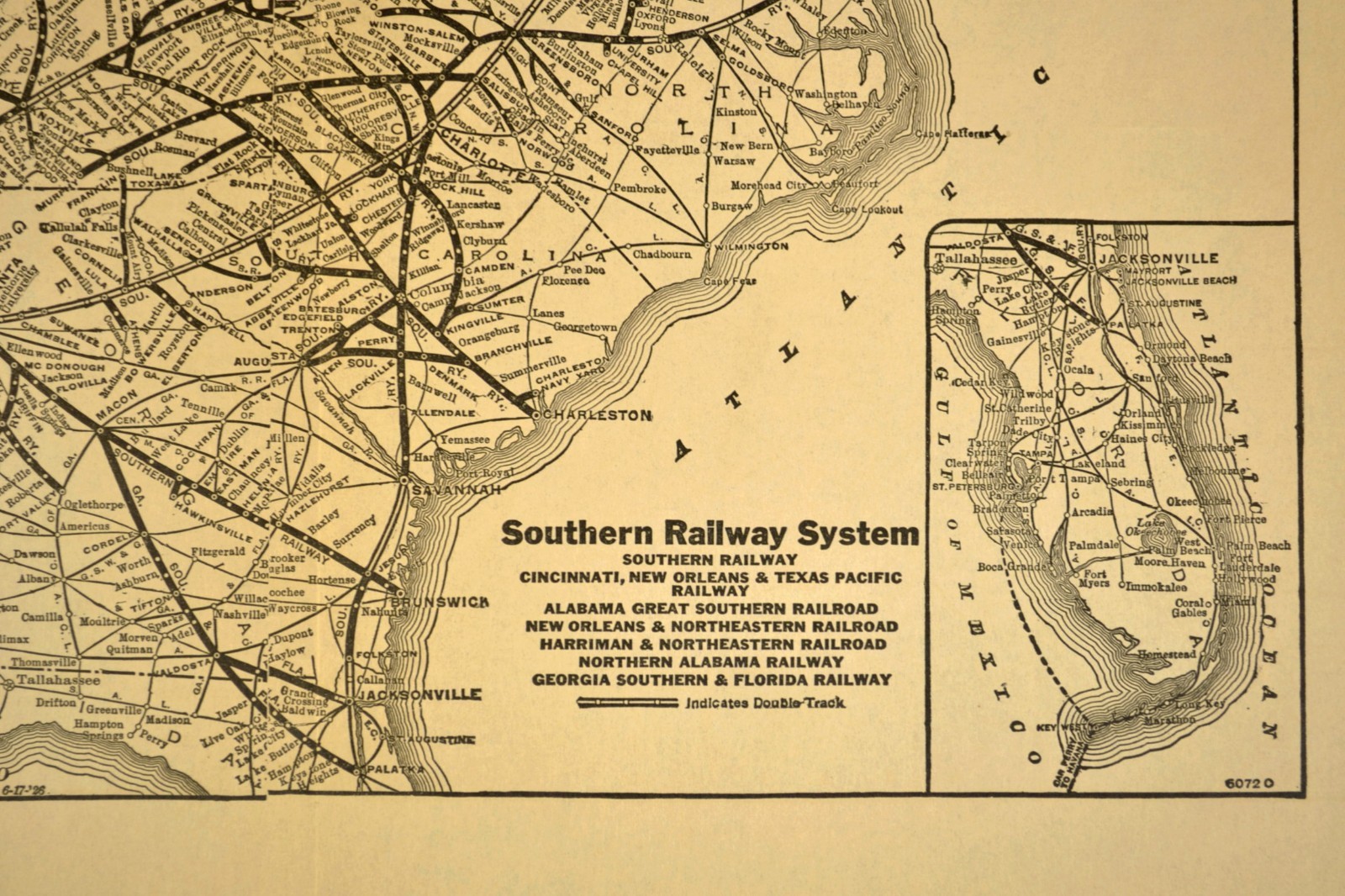 ca 1932 Southern Railway Map Railroad System Old Original Connections Antique