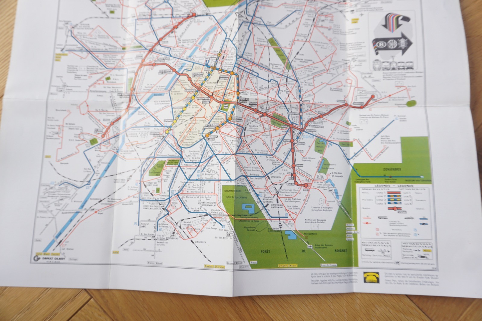 1982 Belgium Brussels Tram Tramways Railway Bus Map