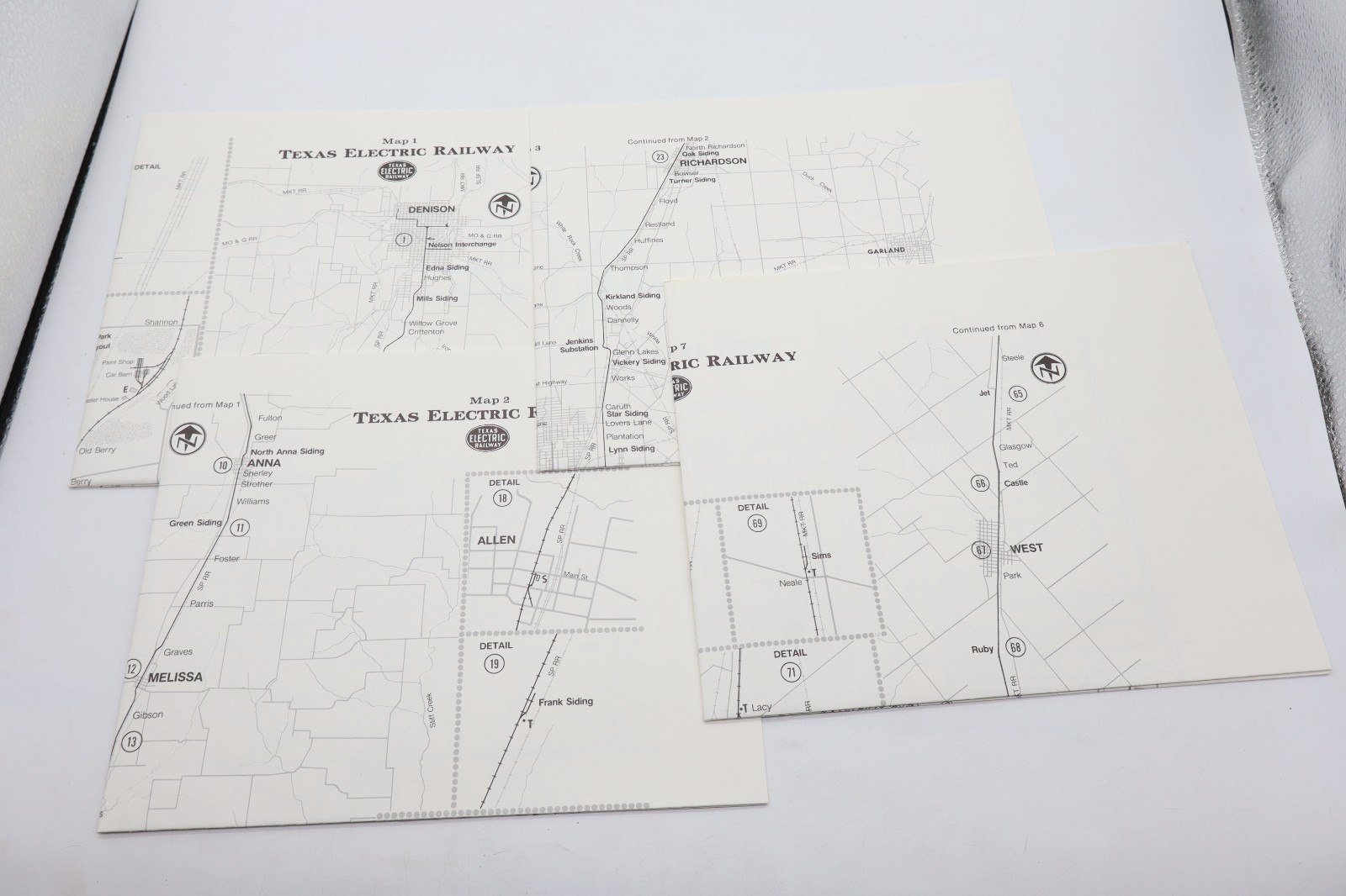 Texas Electric Railway Route Maps Set Of Eight (Four Double Sided Sheets)