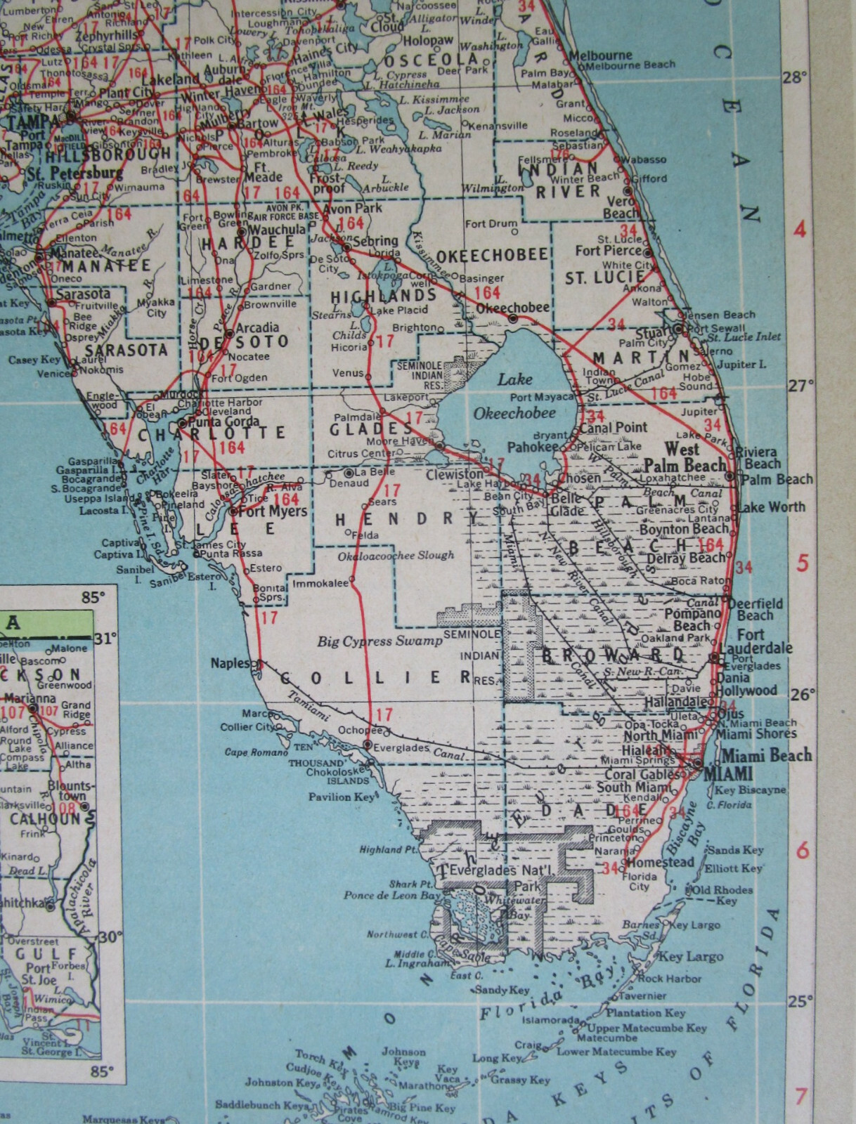 FL GA Vtg 1951 FLORIDA RAILROAD Map.MARIANNA & BLOUNTSTOWN RR ~or~ GEORGIA