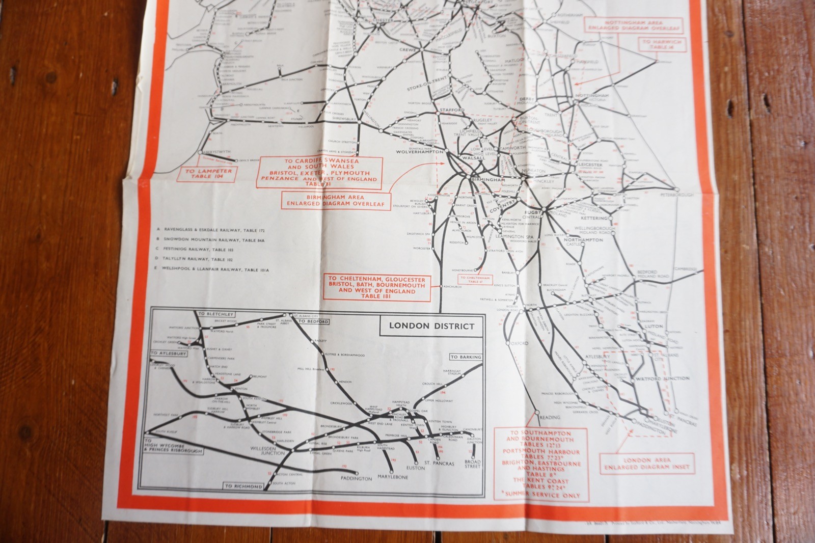 1964 London Midland Region British Rail Railway System Map
