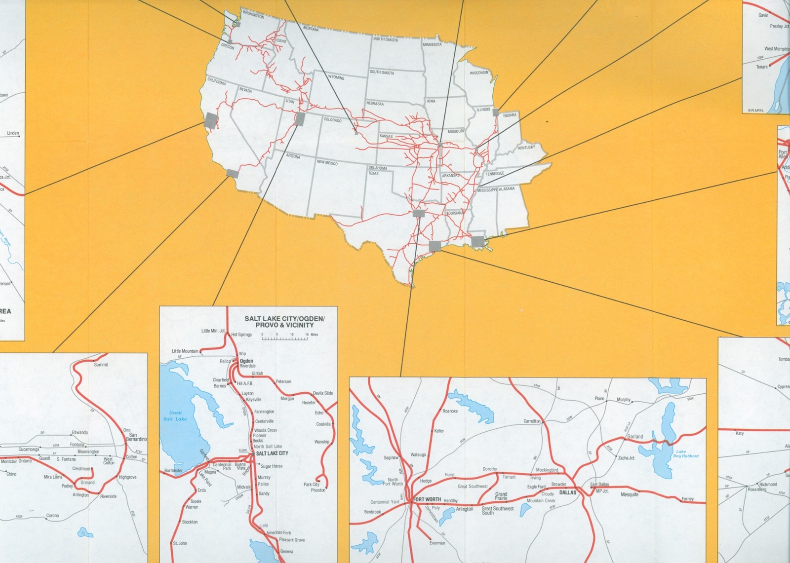 1988 Union Pacific Railroad Original System Map Route Rail Train USA Railway