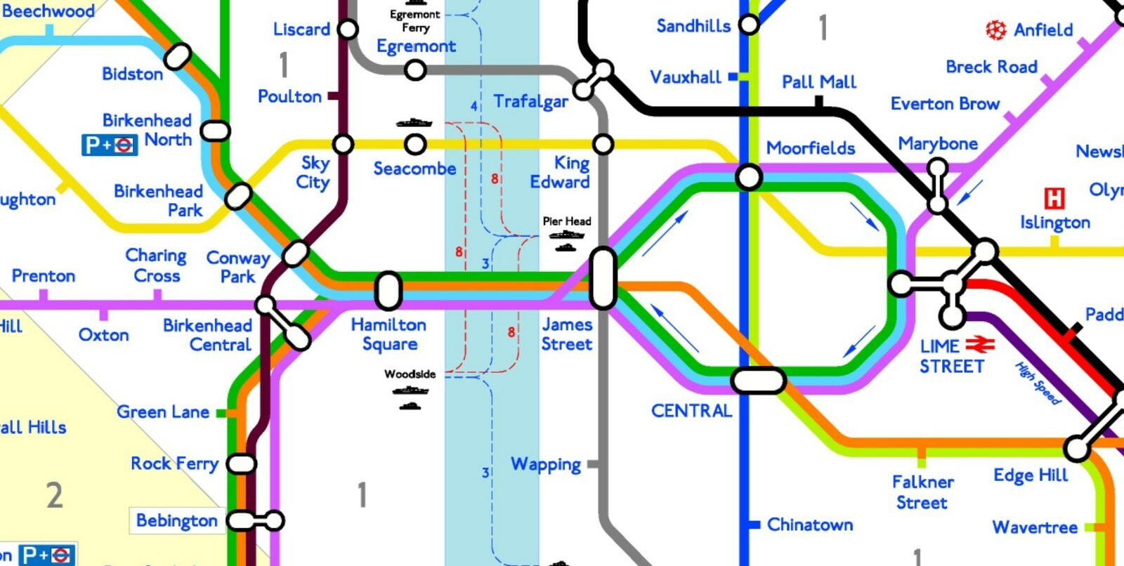 Liverpool Underground Tube Map – Large Artwork Maxi Poster – London Underground