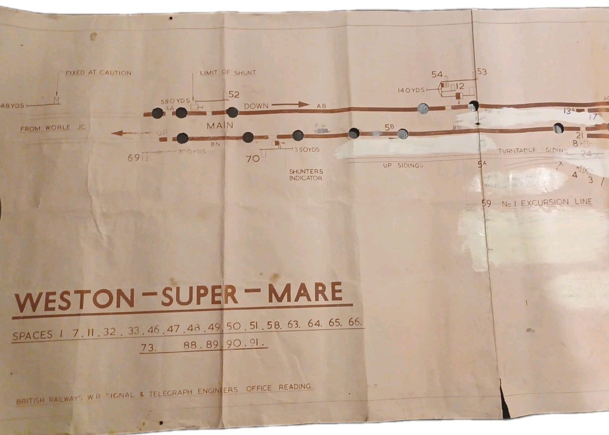 Railwayana B R(W) Western Super Mare Copy (Offical) Signal Box Diagram 280cm…