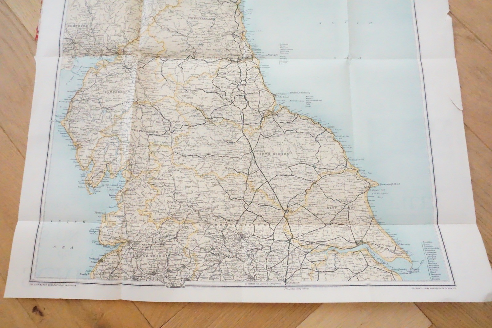 LNER North Eastern Area Connections Railway Map 49cm x 40cm