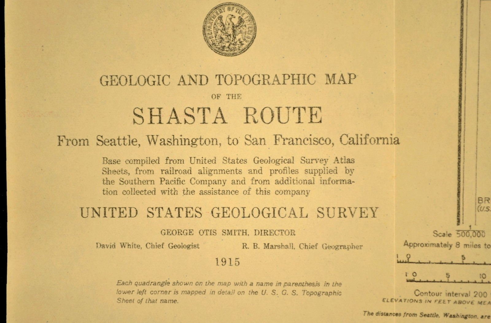 1915 Antique Southern Pacific Railroad Map Seattle Washington Tacoma WA Geologic