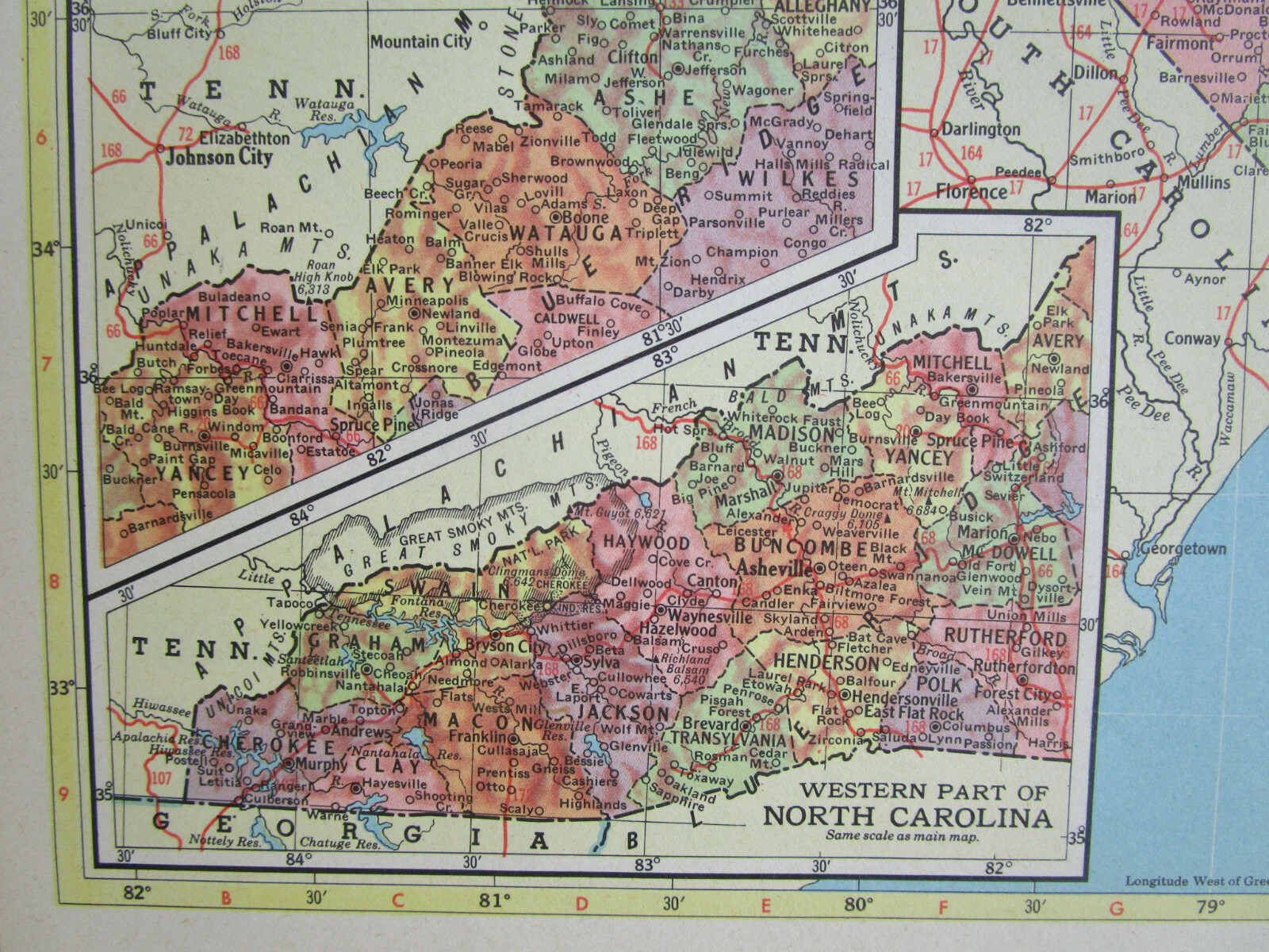 NC NY 1957 NORTH CAROLINA RAILROAD MAP BEUFORT MOREHEAD RR or NEW YORK 1950s