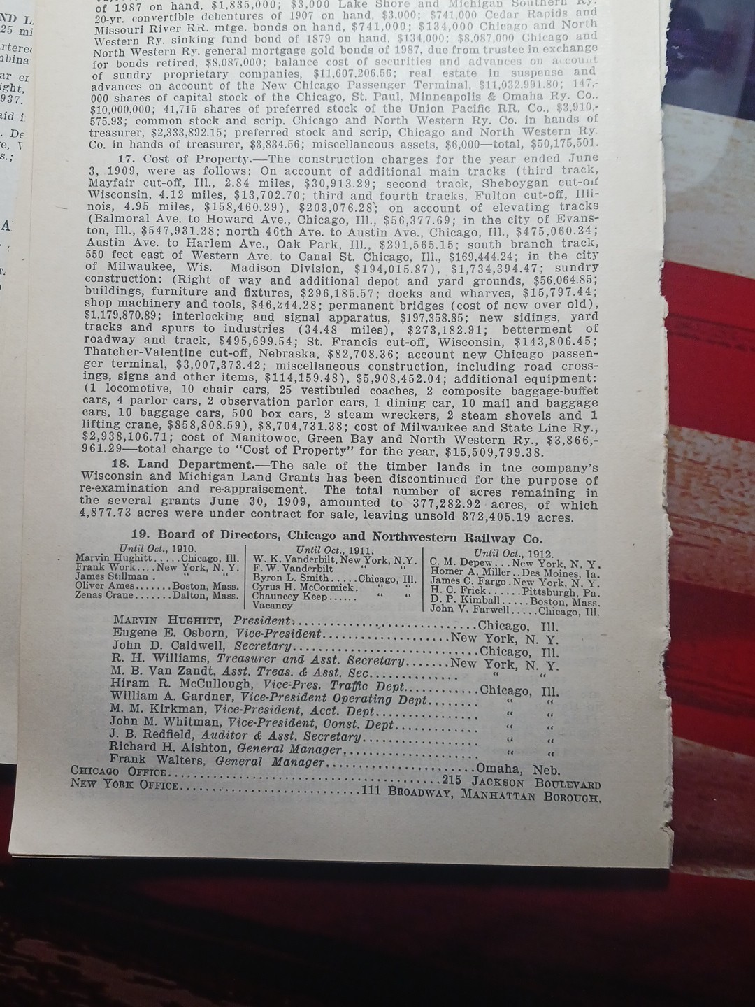 ~1910 Train Route Map + Report CHICAGO & NORTH WESTERN RAILWAY 8 Pages Railroad