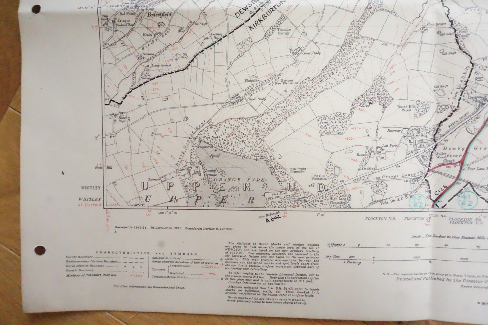 1938 Thornhill Dewsbury Yorkshire LMS Railway OS Linen Map Ref 77 **
