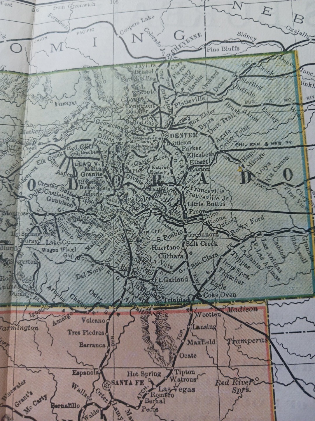 1895 Antique Train Route Map Utah Arizona Colorado NM All Railroad Lines 11″×9″