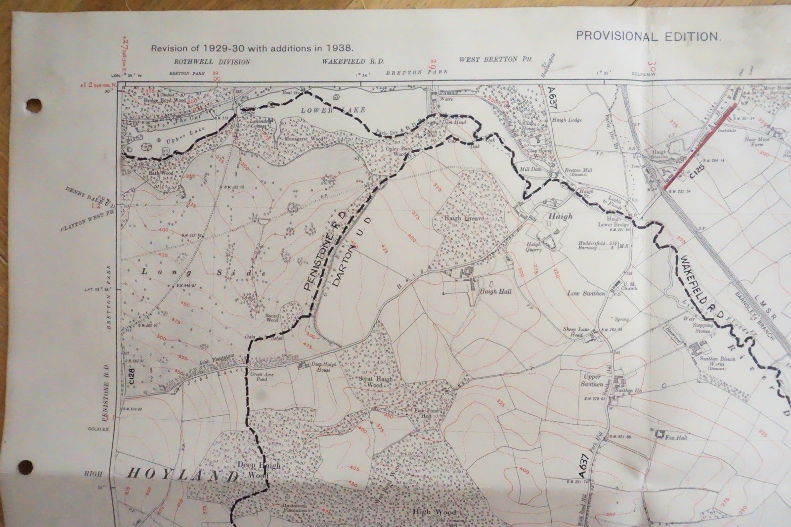 1938 Darton Hoyland Yorkshire LMS Railway OS Linen Map Ref 69 **