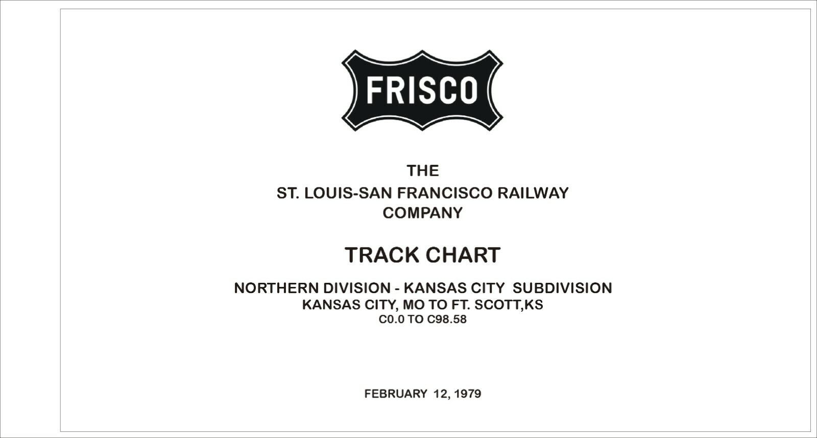 St Louis San Francisco 1979 Northern Division KC Sub Track Chart Pages on DVD