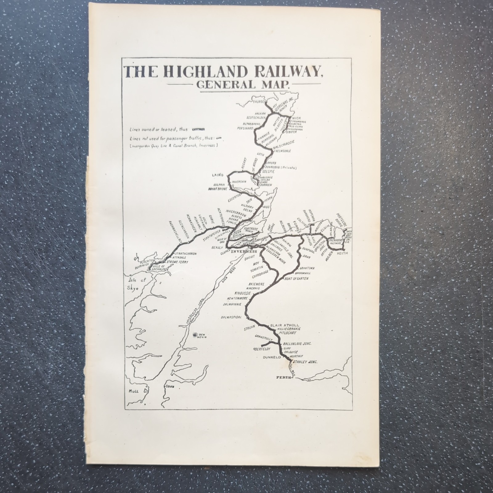 Original 1913 General Map Of The Highland Railway