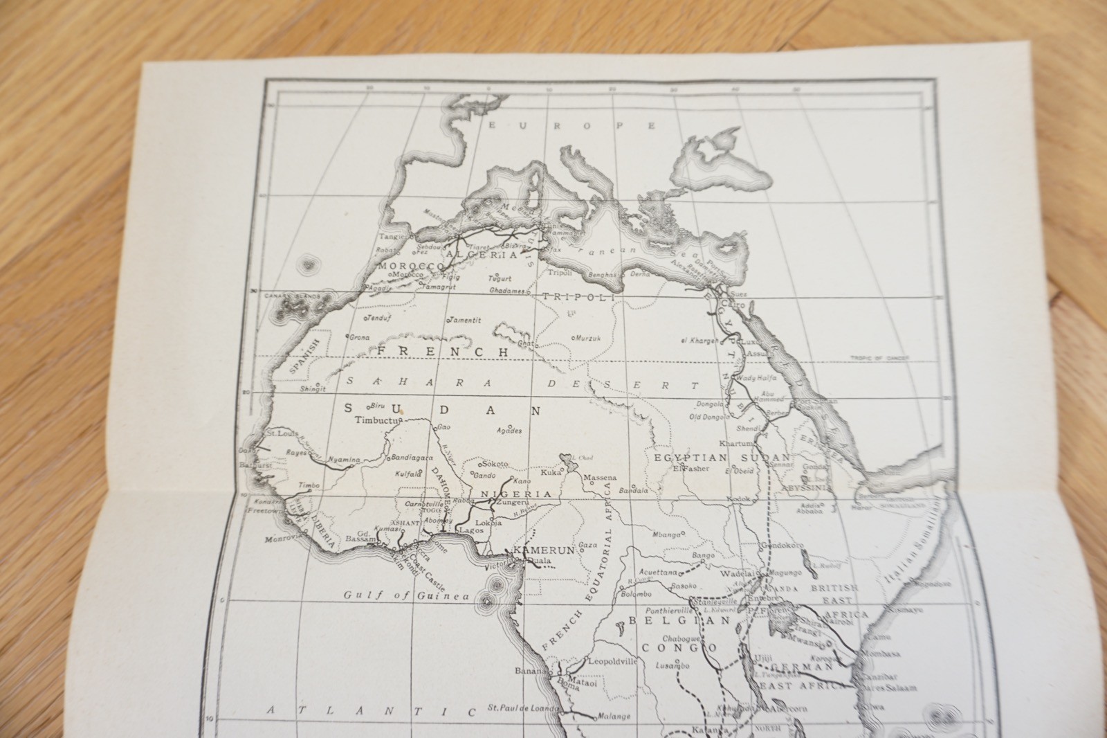 1922 Africa Railway Original Railway Map